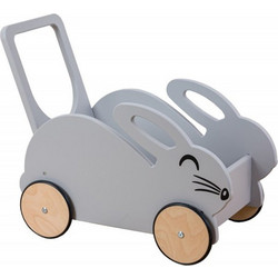 Babycute Λαγός Κουτί Παιχνιδιών Ξύλινη Περπατούρα Γκρι