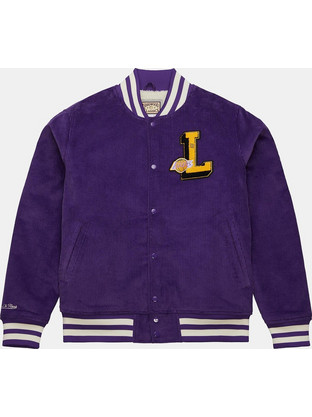 Mitchell & Ness Los Angeles Αθλητικό Ανδρικό Μπουφάν Bomber Μωβ OJBF6109-LALYYPPP