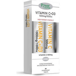 Power Health Vitamin C 1000mg & D3 1000iu 20s + Vitamin C 500mg 20 Αναβράζοντα Δισκία