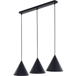 TK Lighting Cono Κρεμαστό Φωτιστικό Οροφής Ράγα Τρίφωτο E27 Μαύρο 10068