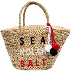Nolah Salt Ψάθινη Τσάντα Θαλάσσης Ώμου Καφέ 28x46cm