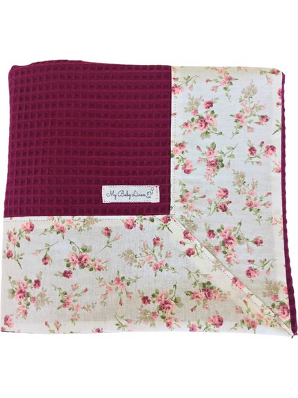 My Baby Linen Flowers Κουβέρτα Κούνιας Πικέ 100x140 Μωβ