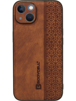 Bodycell Pattern Leather Back Cover Brown (iPhone 14)
