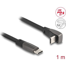 DeLOCK Braided Angle 90° Flat USB-C to USB-C 60W 1m Black 4043619807512
