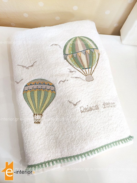 Raison D'Etre Hot Air Balloon Σετ Βρεφικές Πετσέτες 2τμχ Πράσινες