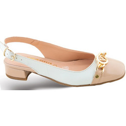 Blondie Γόβες Slingback Δερμάτινες με Χοντρό Χαμηλό Τακούνι Λευκές Nude 2280