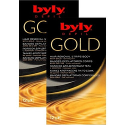 Byly Depil Gold Ταινίες Αποτρίχωσης για Σώμα για Ευαίσθητες Επιδερμίδες 12τμχ