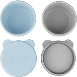 Minikoioi Mini Bites Μπολ Σιλικόνης με Καπάκι Blue/Grey 2τμχ