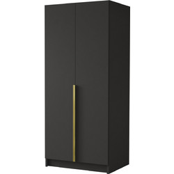 PoliHome Δίφυλλη Ντουλάπα Ρούχων Bono Μαύρη 100x58x215cm 162786289