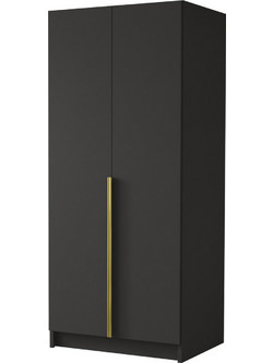 PoliHome Δίφυλλη Ντουλάπα Ρούχων Bono Μαύρη 100x58x215cm 162786289