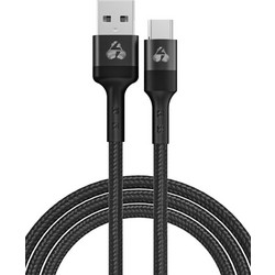 Powertech PTR-0129 Braided USB-A to USB-C 60W 0.6m Black 5210131072639