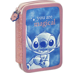 Kids Licensing Stitch Κασετίνα Γεμάτη με 3 Θήκες Γαλάζια Σομόν 11671-2