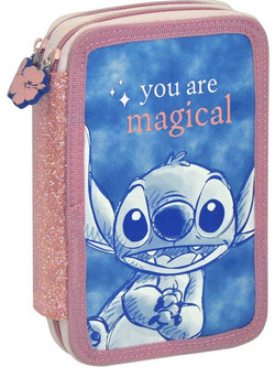 Kids Licensing Stitch Κασετίνα Γεμάτη με 3 Θήκες Γαλάζια Σομόν 11671-2