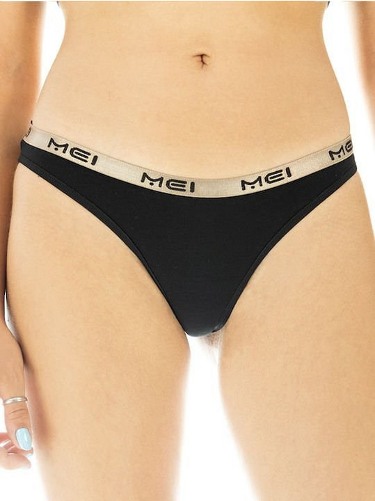 Mei Γυναικείο String Μαύρο 1330