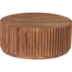HomeMarkt Sedge Τραπεζάκι Σαλονιού Μασίφ Ξύλο με Ξύλινη Βάση Φ90xΥ38cm HM9695