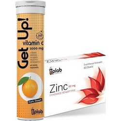 Uplab Zinc 50mg 60 Ταμπλέτες + Get Up Vitamin C 1000mg Orange 20 Αναβράζοντα Δισκία