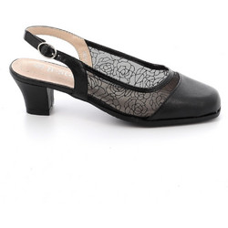 B-Soft Ανατομικές Γόβες Slingback Δερμάτινες με Χοντρό Χαμηλό Τακούνι Μαύρες 1955-236