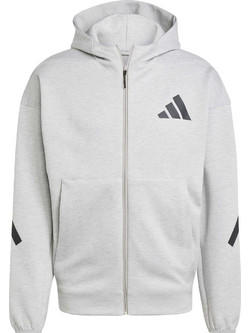 Adidas Z.N.E. Full-Zip Hooded Track Ανδρική Ζακέτα Φούτερ με Κουκούλα και Φερμουάρ Γκρι JF2450