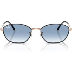 Ray-Ban RB3749 92723F Ανδρικά Γυαλιά Ηλίου Οβάλ Μεταλλικά Μαύρο Χρυσό με Μπλε Φακό