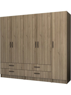 Megapap Πεντάφυλλη Ντουλάπα Ρούχων Καρυδί 200x51.8x181cm GP100-0070,3