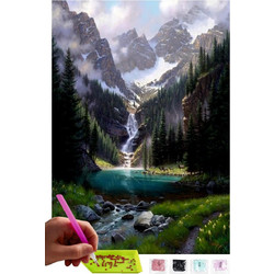 Mountain Waterfall Καμβάς Diamond Painting Kit 30x40cm 5D-NO235