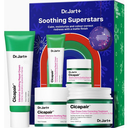 Dr.Jart+ Soothing Superstars Cicapair Intensive Soothing Repair Gel Cream 50ml + Grass Color Correcting Treatment 15ml + Grass Calming Serum Mask 25gr