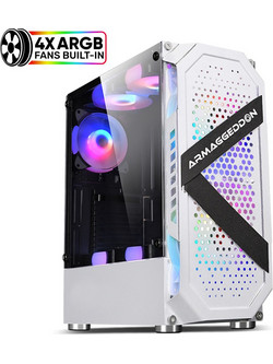 Armaggeddon Tritron Pro 200 White Gaming Midi Tower Κουτί Υπολογιστή RGB με Πλαϊνό Παράθυρο