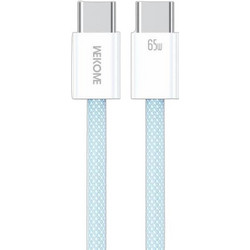 WK WDC-21 Braided USB-C to USB-C 65W 1m White Light Blue 6941027648087