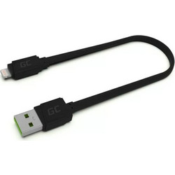 Green Cell Braided Flat USB-A to Lightning Cable 0.25m Black KABGC02