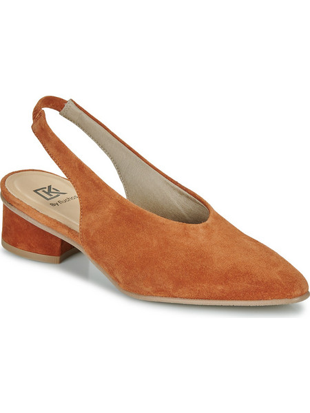 Dorking Tea Ανατομικές Γόβες Suede Slingback με Χοντρό Χαμηλό Τακούνι Ταμπά D9519