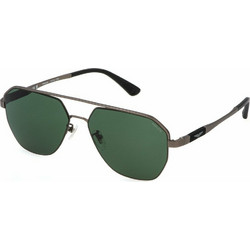 Police PLP30-0627 Ανδρικά Γυαλιά Ηλίου Aviator Μεταλλικά Ασημί με Πράσινο Φακό