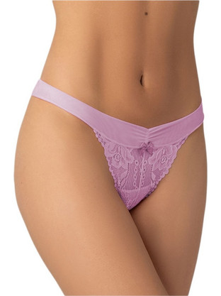 Milena By Paris Γυναικείο Sexy String με Δαντέλα Λιλά 7642