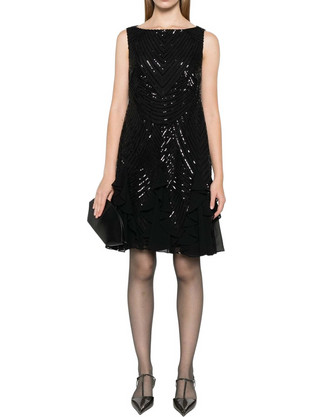 Lauren Ralph Lauren Mini Φόρεμα για Γάμο / Βάπτιση Αμπιγιέ με Παγιέτες Μαύρο 253951585001