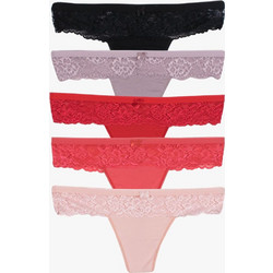 Norddiva CORINA Γυναικεία String με Δαντέλα Multipack Pink