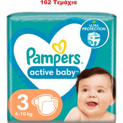 Pampers Active Baby Πάνες Βρακάκι No3 6-10kg 162τμχ