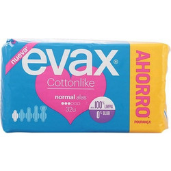 Evax Cottonlike Normal Σερβιέτες με Φτερά για Κανονική Ροή 3 Σταγόνες από Βαμβάκι 32τμχ