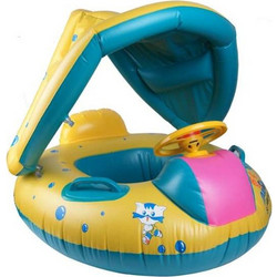 Βρεφικό Σωσίβιο Swimtrainer 73cm με Σκίαστρο Κίτρινο FX-147T