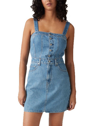 Levi's Mini Καλοκαιρινό Καθημερινό Φόρεμα Τζιν Γαλάζιο 001WE-0001