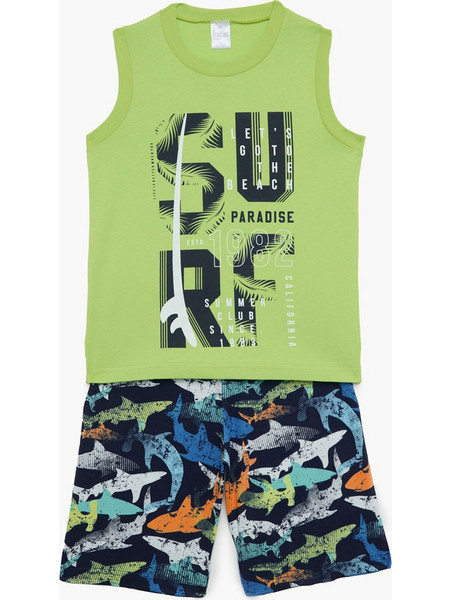 Pretty Baby Παιδική Πιτζάμα Βαμβακερή Καλοκαιρινή Lime Navy Μπλε 63065-2