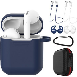Sonique Soft Touch Σετ Θήκη Σιλικόνης με Γάντζο για Apple AirPods 1 / 2 Μπλε