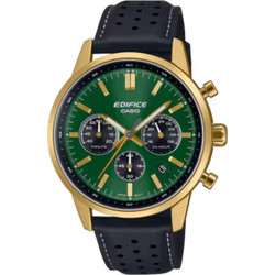 Casio Edifice Ανδρικό Ρολόι Χρονογράφος με Μαύρο Δερμάτινο Λουράκι EFR-575CL-3AEF