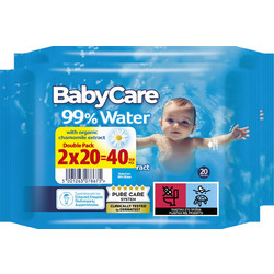 BabyCare Μωρομάντηλα με Νερό Χωρίς Parabens με Χαμομήλι 2x20τμχ