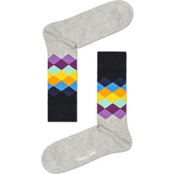 Happy Socks Βαμβακερές Γυναικείες Κάλτσες με Σχέδια Μαύρες Γκρι FAD01
