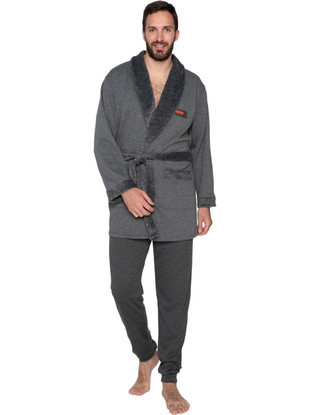 Jeannette Χειμωνιάτικες Ανδρικές Πιτζάμες Fleece Γκρι A5216