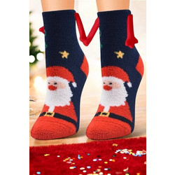 Ider XMas Χριστουγεννιάτικες Γυναικείες Κάλτσες Κοντές με Σχέδια Navy Μπλε Κόκκινες 2519-02407
