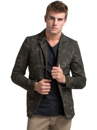 Dstrezzed Καλοκαιρινό Ανδρικό Blazer Υφασμάτινο με Κανονική Εφαρμογή Χακί 111110