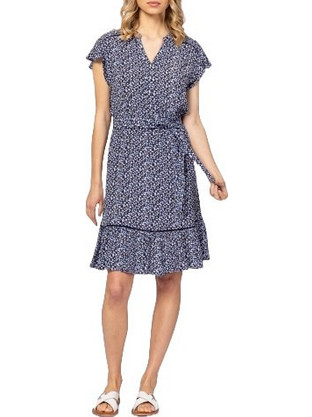 Heavy Tools Virginia Mini Καλοκαιρινό Καθημερινό Φόρεμα Floral Μεταξωτό Navy Μπλε T50029