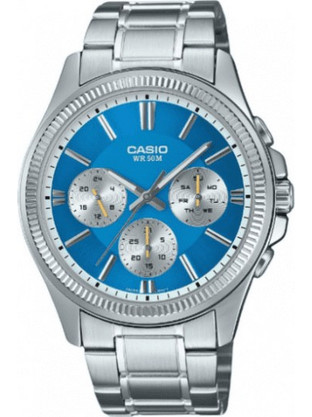 Casio Ανδρικό Ρολόι Χρονογράφος με Ασημί Μεταλλικό Μπρασελέ MTP-1375D-2A2VDF