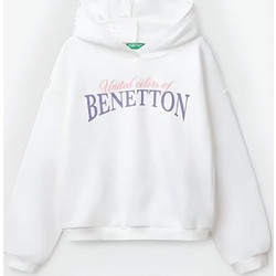 Benetton Παιδικό Φούτερ με Κουκούλα Λευκό 3J68C204D-101
