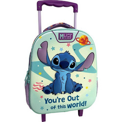 Must Lilo & Stitch You Are Out Of This World Σχολική Τσάντα Τρόλεϊ Νηπιαγωγείου Τιρκουάζ 565073